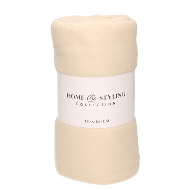 Fleece deken - polyester - plaid - creme wit - 130 x 160 cm product