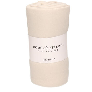 Fleece deken - polyester - plaid - ivoorwit - 130 x 160 cm product