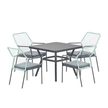 Ross ensemble de jardin 5-pièces Vert tendre - Mina table de jardin 90x90 cm product