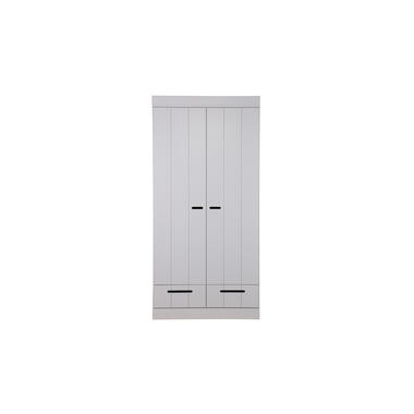 Armoire 2 Portes - Pin - Béton - 195x94x53 - WOOOD - Connect product