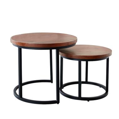 Industriële salontafel set van 2 Rosa - Mangohout - Bruin - 53x53x45 cm product