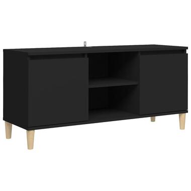 vidaXL Meuble TV avec pieds en bois massif Noir 103,5x35x50 cm product