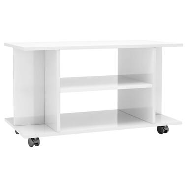 vidaXL Meuble TV roulettes blanc brillant 80x40x45 cm bois ingénierie product