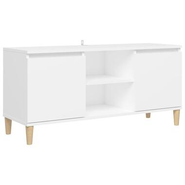 vidaXL Tv-meubel met massief houten poten 103,5x35x50 cm wit product