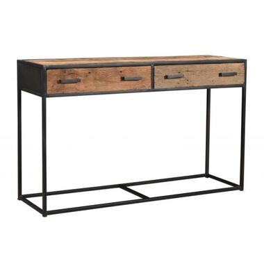 Industriële sidetable Rayan 2 lades robuust hout - Hardhout - Bruin - 40x150x76 product