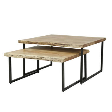 Hoyz - Salontafel Edge - Set - Acacia hout - 2 stuks - 80x80x45 product