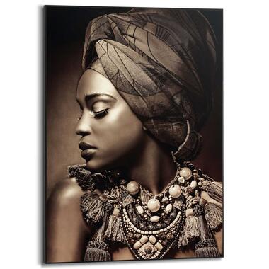 Schilderij Afrikaanse Vrouw 70x50 cm Bruin Hout product