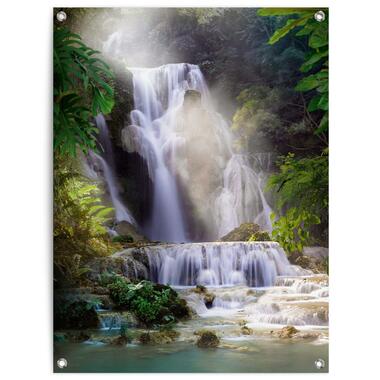 Tuinposter Waterval 80x60 cm Groen Canvas product
