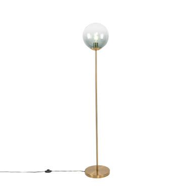 Qazqa lampadaire art déco en laiton avec verre vert - pallon product