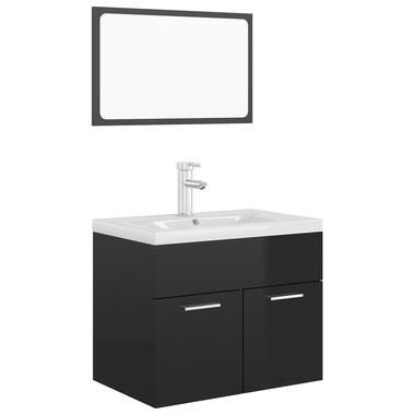 vidaXL Ensemble de meubles de salle de bain Noir brillant Aggloméré product