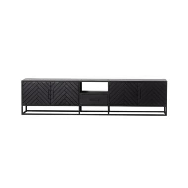 Meuble TV Isa chevrons noir 210cm bois de manguier - Giga Meubel product