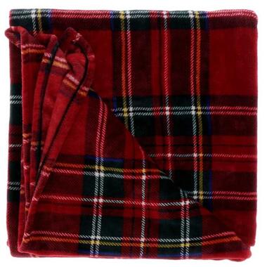 Unique Living Plaid/deken - schots rood - polyester - 150 x 200 cm product