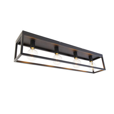 QAZQA plafondlamp Cage zwart E27 product