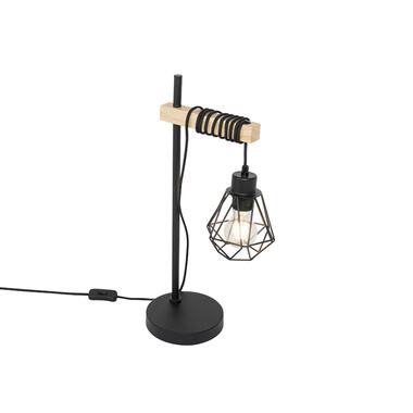 QAZQA lampe de table country noire avec bois - chon product