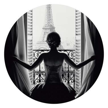 Peinture sur verre Femme à Paris Ø 70 cm Noir - Blanc Plexiglas product