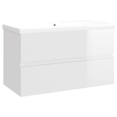 vidaXL Armoire d'évier avec lavabo intégré Blanc brillant Aggloméré product