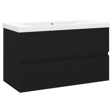 vidaXL Armoire d'évier avec lavabo intégré Noir Aggloméré product