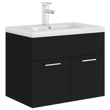 vidaXL Armoire d'évier avec lavabo intégré Noir Aggloméré product