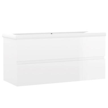 vidaXL Armoire d'évier avec lavabo intégré Blanc brillant Aggloméré product