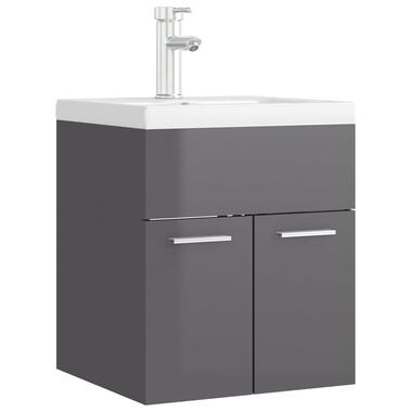 vidaXL Armoire d'évier lavabo intégré gris brillant bois d'ingénierie product