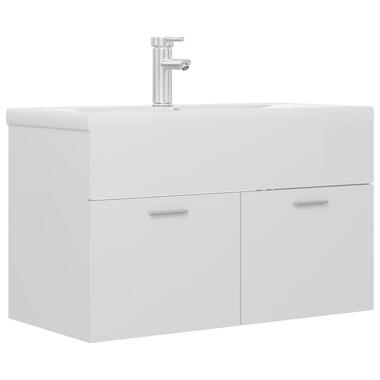 vidaXL Armoire d'évier avec lavabo intégré Blanc brillant Aggloméré product