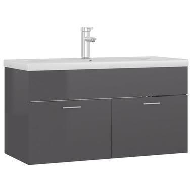 vidaXL Armoire d'évier avec lavabo intégré Gris brillant Aggloméré product