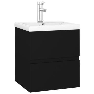 vidaXL Armoire d'évier avec lavabo intégré noir bois d'ingénierie product