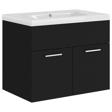 vidaXL Armoire d'évier avec lavabo intégré Noir Aggloméré product