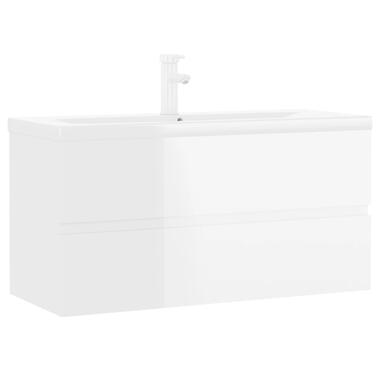 vidaXL Armoire d'évier lavabo intégré blanc brillant bois d'ingénierie product