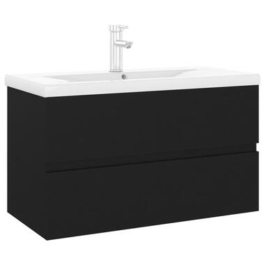 vidaXL Armoire d'évier avec lavabo intégré noir bois d'ingénierie product