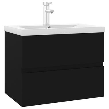 vidaXL Armoire d'évier avec lavabo intégré noir bois d'ingénierie product