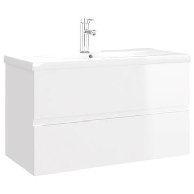 vidaXL Armoire d'évier lavabo intégré blanc brillant bois d'ingénierie product