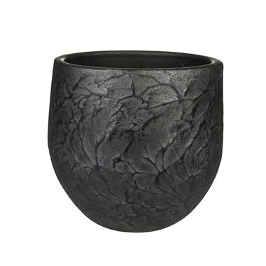 Steege Plantenpot - antiek look - keramiek - zwart - 22 x 20 cm product