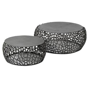 Hoyz - Table basse Maze - Métal Noir/Gris - Lot de 2 - 75x75x30 product