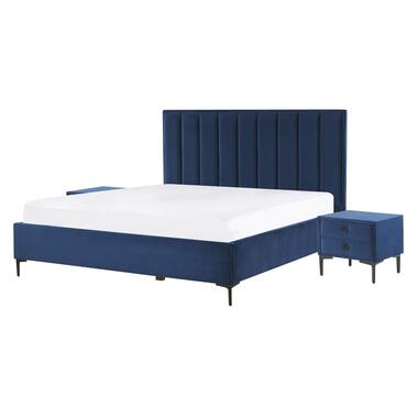 Ensemble de chambre en velours bleu avec lit coffre 140 x 200 cm SEZANNE product