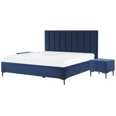 Ensemble de chambre en velours bleu avec lit coffre 180 x 200 cm SEZANNE product
