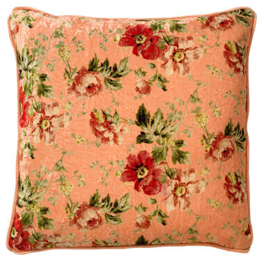 MEIS - Sierkussen 45x45 cm - velvet bloemen - dusty pink - roze - rood - streepj product