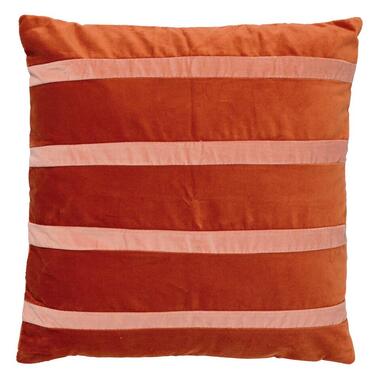 PEMM - Kussenhoes velvet 45x45 cm - Potters Clay - oranje - roze streepjes product