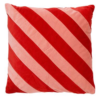 PEBBE - Kussenhoes velvet 45x45 cm - aurora red - rood - roze - strepen - color product