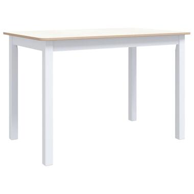 vidaXL Eettafel 114x71x75 cm massief rubberwood wit en bruin product