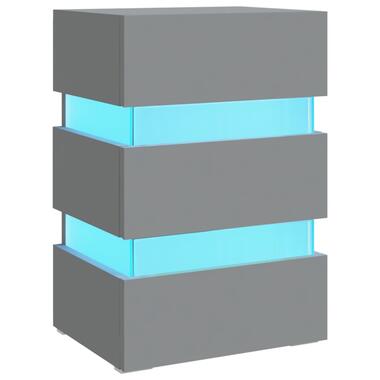 vidaXL Table de chevet à LED Gris 45x35x67 cm Bois d'ingénierie product