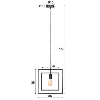 Hoyz - Vierkante Hanglamp met 1 lamp - Turn square - Grijs - 35cm breed product