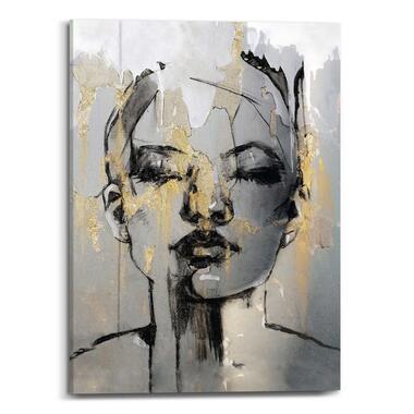 Schilderij - Golden Face - 70x50 cm Canvas product