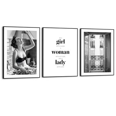 Schilderijen set - Fashion Woman - 40x30 cm Hout product