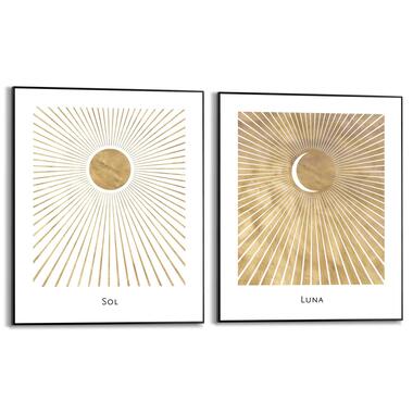 Ensemble de peintures Soleil et Lune 50x40 cm Or Bois product