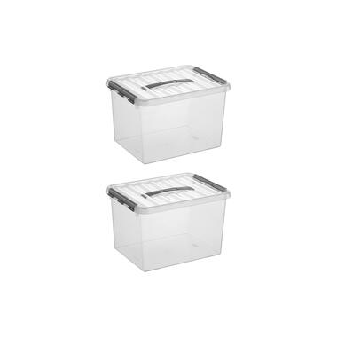 Q-line opbergbox 22L - Set van 2 - Transparant/grijs product