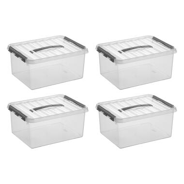 Q-line opbergbox 15L - Set van 4 - Transparant/grijs product