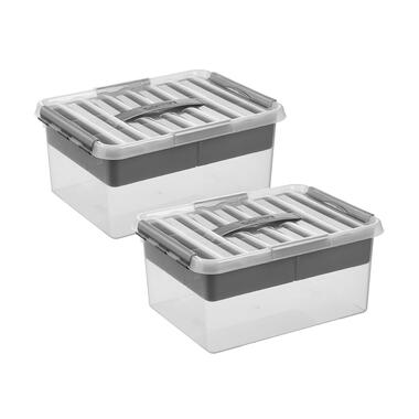 Q-line opbergbox met inzet 15L transparant metaal - Set van 2 product