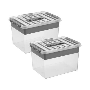 Q-line opbergbox met inzet 22L transparant metaal - Set van 2 product