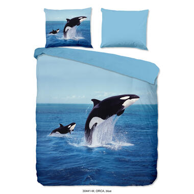 Pure Dekbedovertrek "orca in de zee" - Blauw - (200x200/220 cm) - Microfiber product